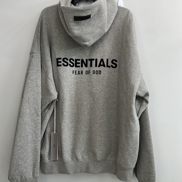 Fear of God Essentials  FOG Essentials Flocked Hoodie Dark Oatmeal - Picture 12 of 15